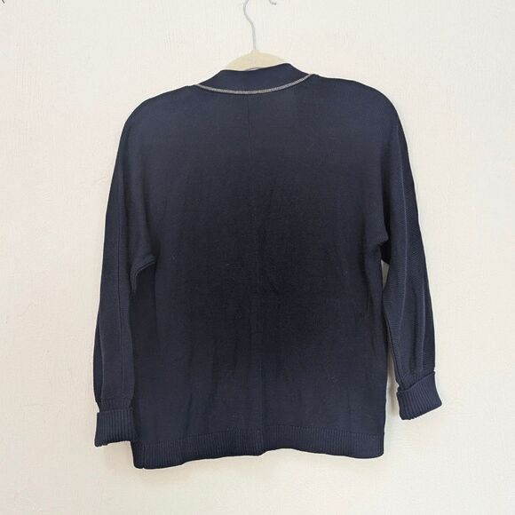 Chicos Navy Open Cardigan Metal Bead Embellishments Size 00 (XS) New With Tags! - Picture 7 of 8